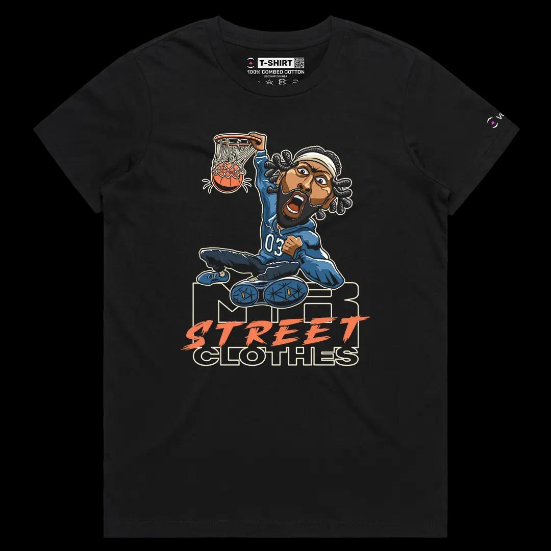 VOICEART Black Female Regular Davis Mr Street Clothes Sport Graphic Tee for Basketball Fans Short T-Shirt for Men and Women