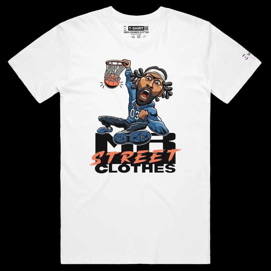 VOICEART White Male Regular Davis Mr Street Clothes Sport Graphic Tee for Basketball Fans Short T-Shirt for Men and Women
