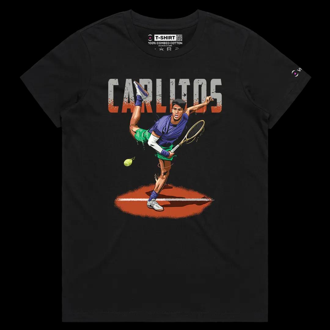 VOICEART Black Female Regular Spanish Prince of Clay Sports Graphic Tee for Tennis Fans Short Sleeve Shirt for Men and Women