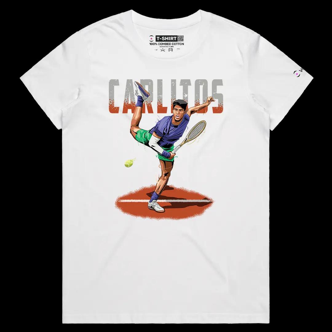 VOICEART White Female Regular Spanish Prince of Clay Sports Graphic Tee for Tennis Fans Short Sleeve Shirt for Men and Women
