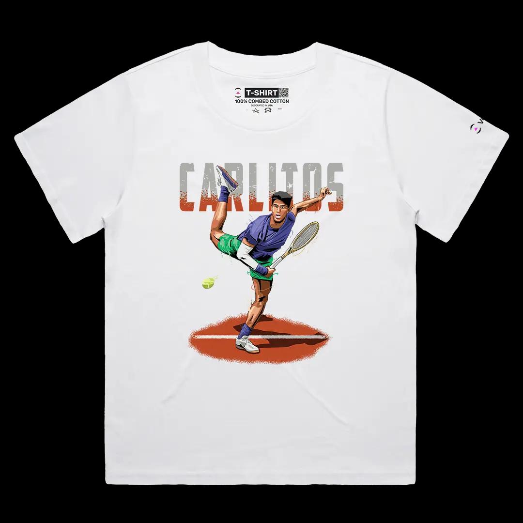 VOICEART White Female Loose Spanish Prince of Clay Sports Graphic Tee for Tennis Fans Short Sleeve Shirt for Men and Women