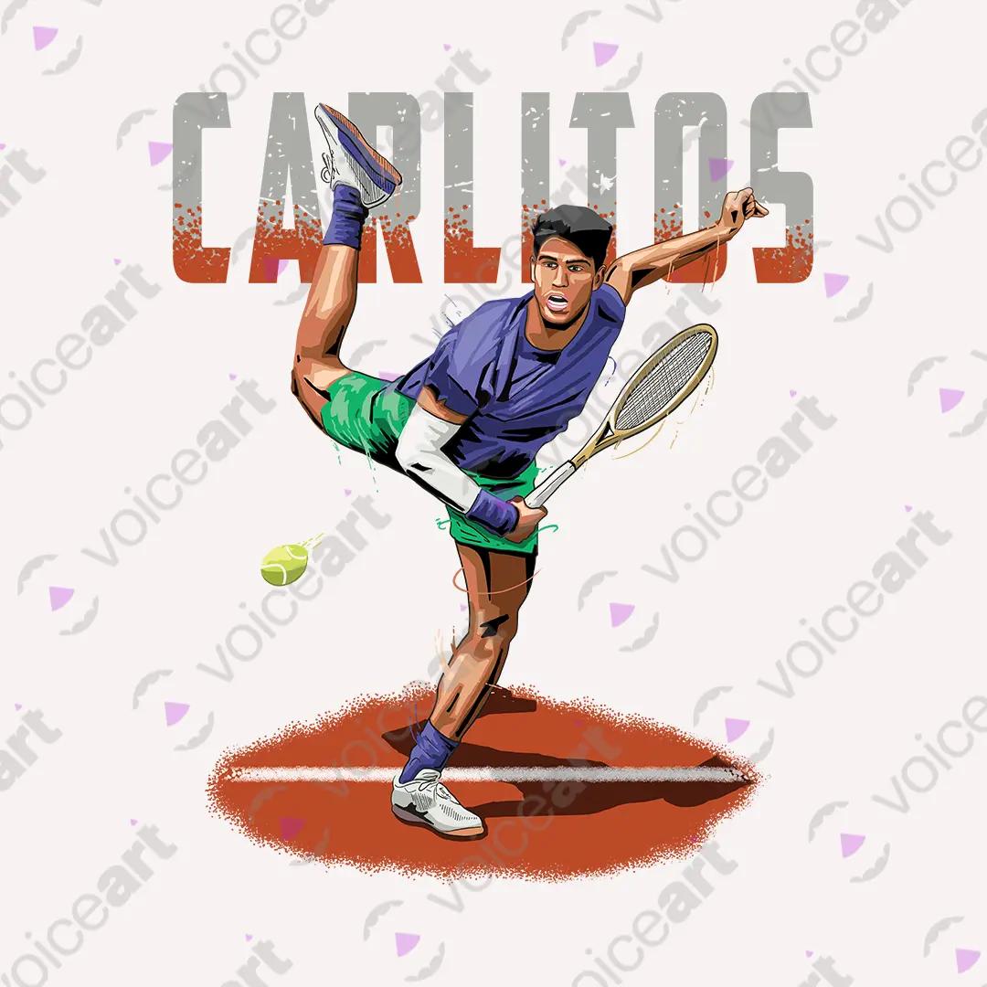 VOICEART White Watermark Spanish Prince of Clay Sports Graphic Tee for Tennis Fans Short Sleeve Shirt for Men and Women
