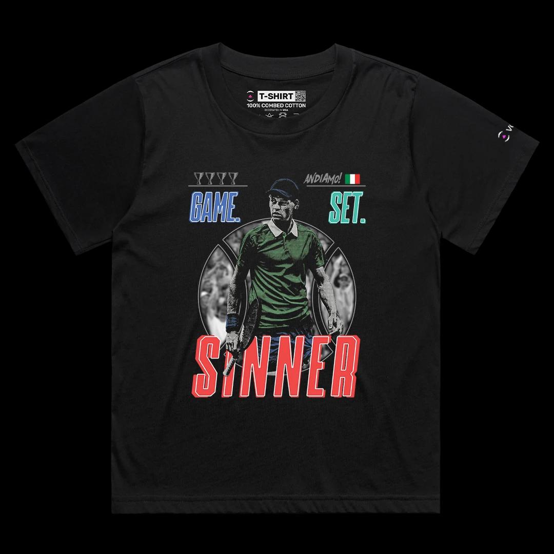 VOICEART Black Female Loose First Racket of Italy Sports Graphic Tee for Tennis Fans Short Sleeve T-Shirt for Men and Women