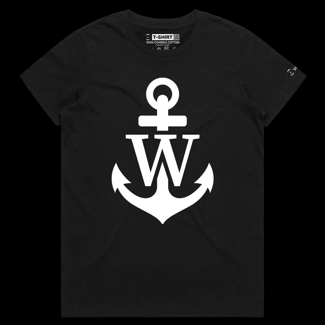 VOICEART Black Female Regular Anchor Adult Humor Wanker Tee with Play on Words Short Sleeve Cotton T-Shirt for Men and Women