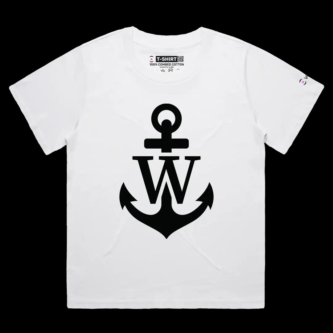 VOICEART White Female Loose Anchor Adult Humor Wanker Tee with Play on Words Short Sleeve Cotton T-Shirt for Men and Women