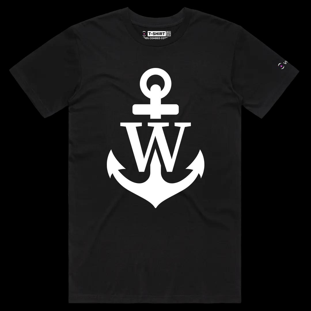 VOICEART Black Male Regular Anchor Adult Humor Wanker Tee with Play on Words Short Sleeve Cotton T-Shirt for Men and Women
