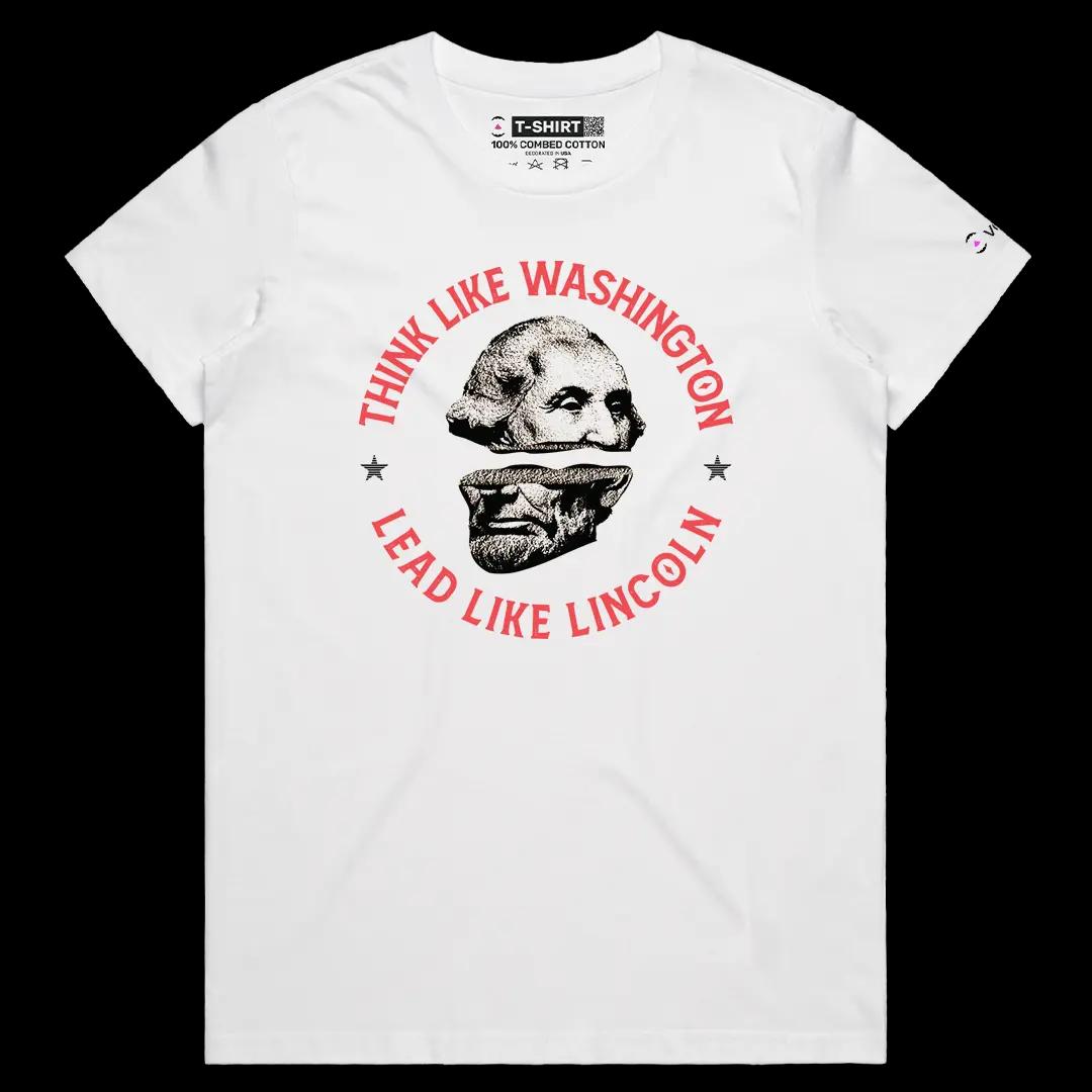 VOICEART White Female Regular Presidents Day Patriotic Graphic Tee for US Holidays Short Sleeve Cotton T-Shirt Men and Women
