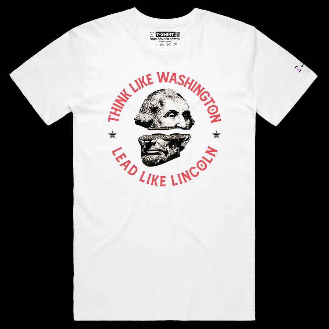 VOICEART White Male Regular Presidents Day Patriotic Graphic Tee for US Holidays Short Sleeve Cotton T-Shirt Men and Women