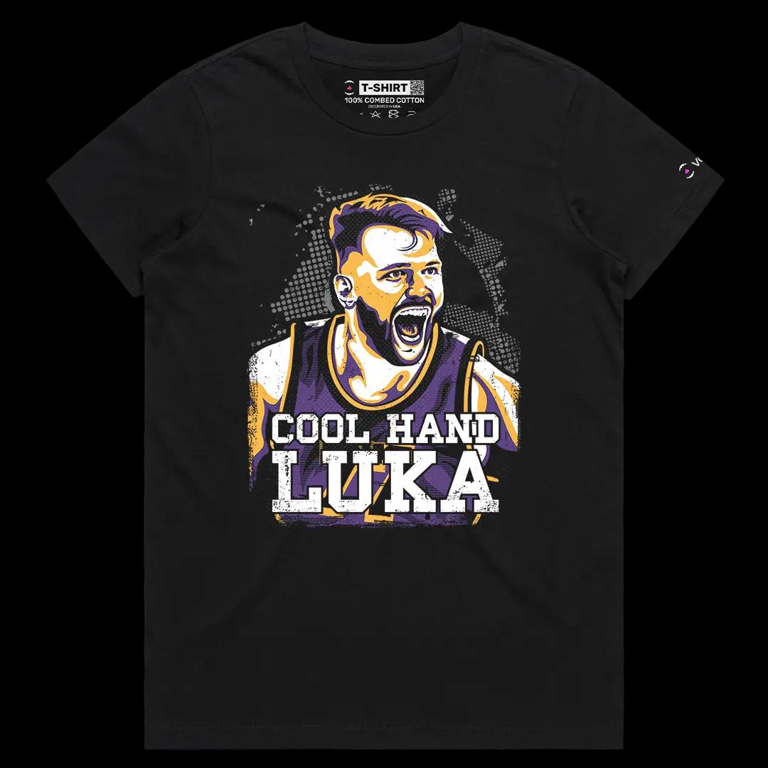 VOICEART Black Female Regular Cool Hand Luka Sports Graphic Tee for Basketball Fans Short Cotton T-Shirt for Men and Women
