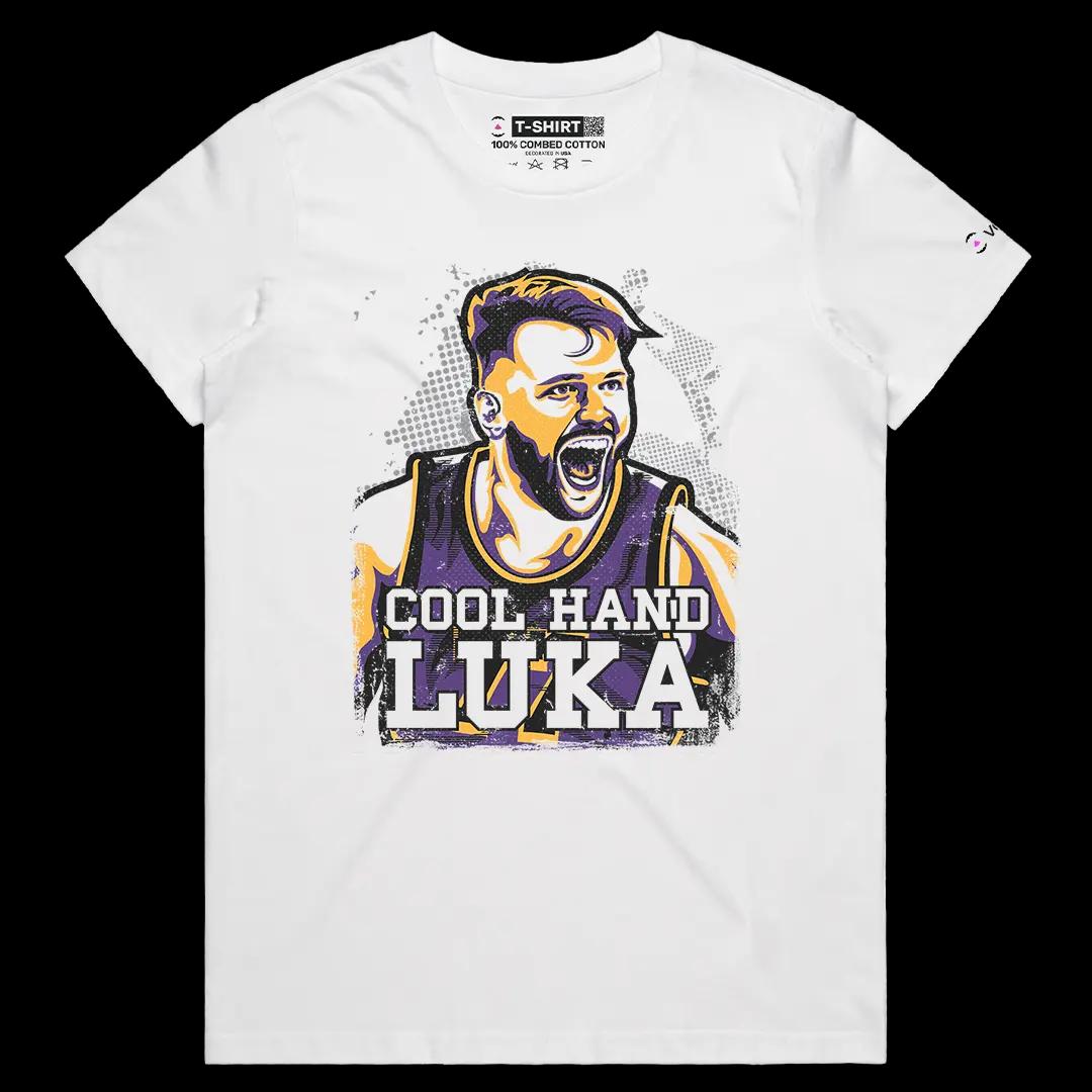VOICEART White Female Regular Cool Hand Luka Sports Graphic Tee for Basketball Fans Short Cotton T-Shirt for Men and Women