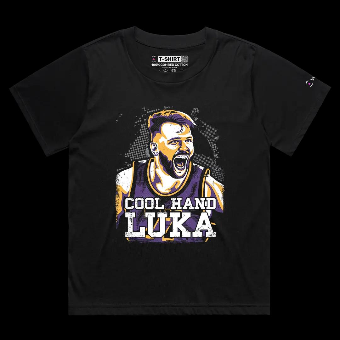 VOICEART Black Female Loose Cool Hand Luka Sports Graphic Tee for Basketball Fans Short Cotton T-Shirt for Men and Women