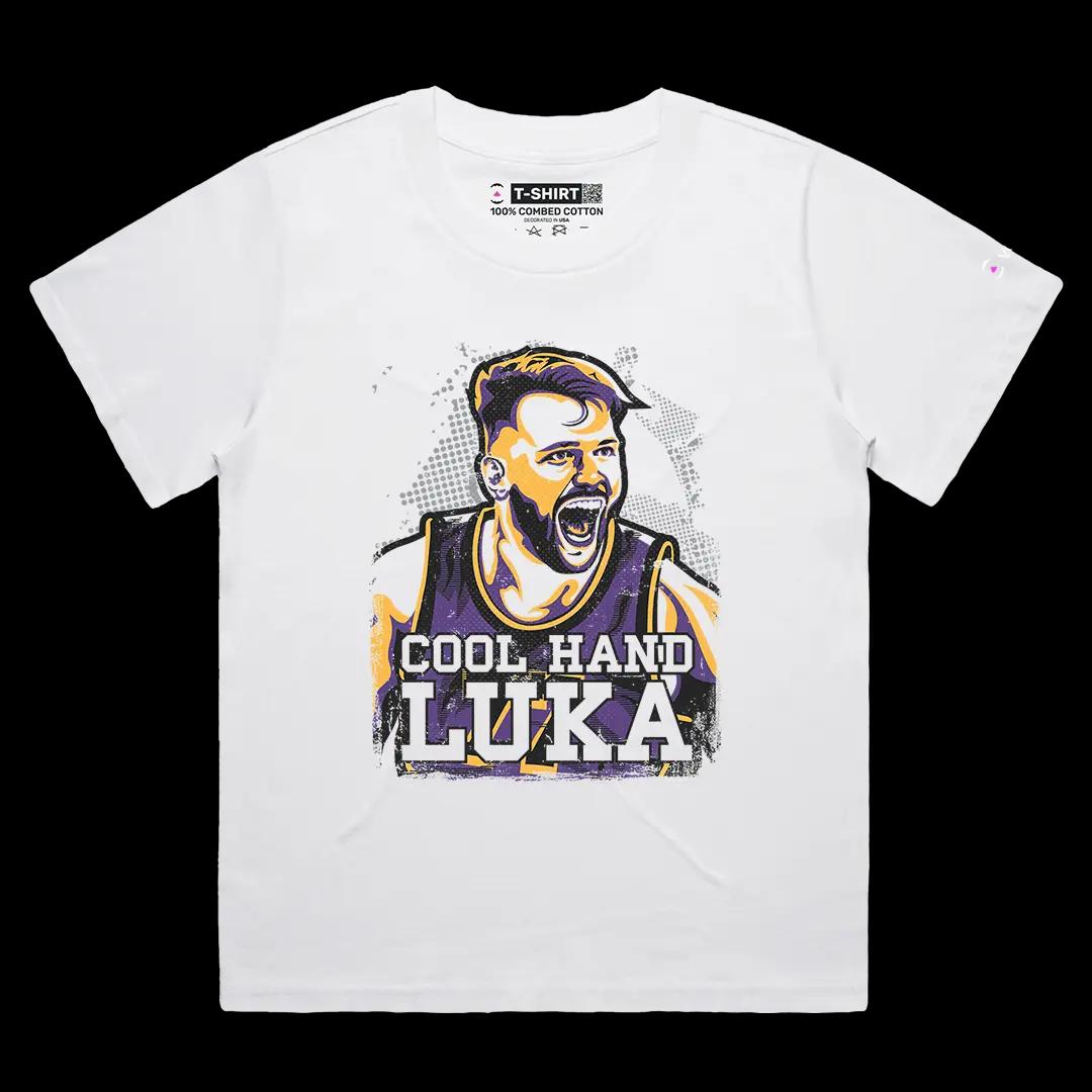 VOICEART White Female Loose Cool Hand Luka Sports Graphic Tee for Basketball Fans Short Cotton T-Shirt for Men and Women