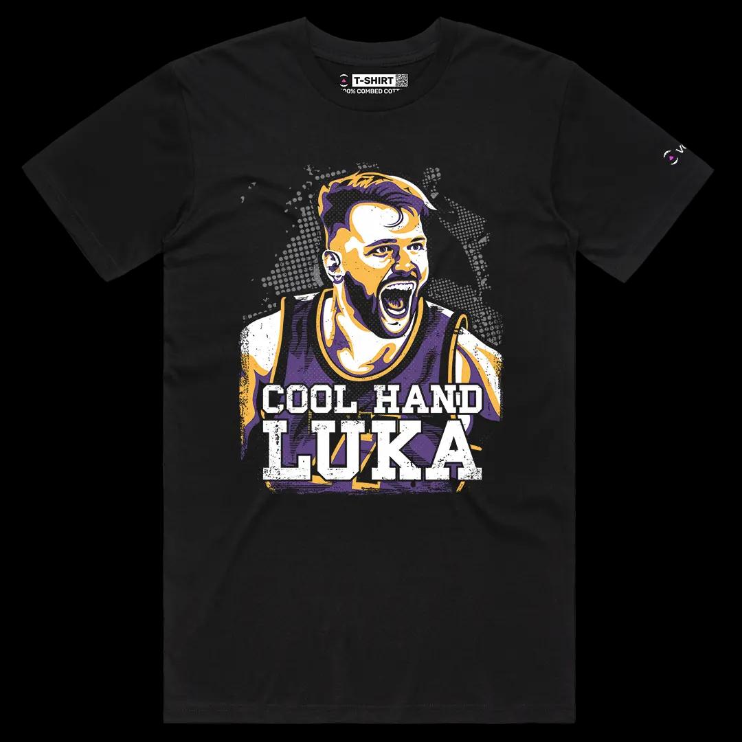VOICEART Black Male Regular Cool Hand Luka Sports Graphic Tee for Basketball Fans Short Cotton T-Shirt for Men and Women