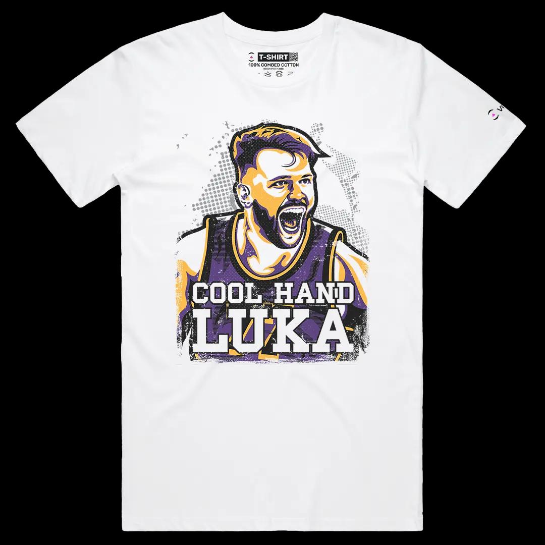 VOICEART White Male Regular Cool Hand Luka Sports Graphic Tee for Basketball Fans Short Cotton T-Shirt for Men and Women