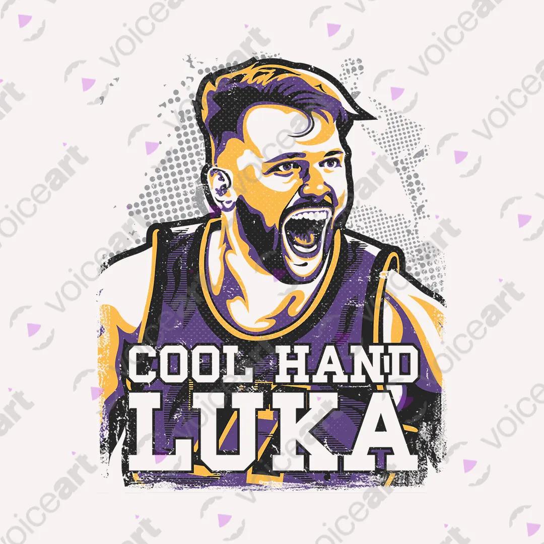 VOICEART White Watermark Cool Hand Luka Sports Graphic Tee for Basketball Fans Short Cotton T-Shirt for Men and Women