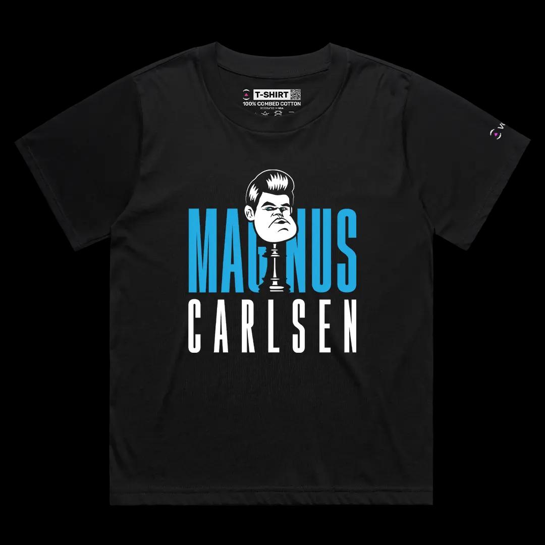 VOICEART Black Female Loose King Carlsen Sports Graphic Tee for Chess Fans Short Sleeve Cotton T-Shirt for Men and Women