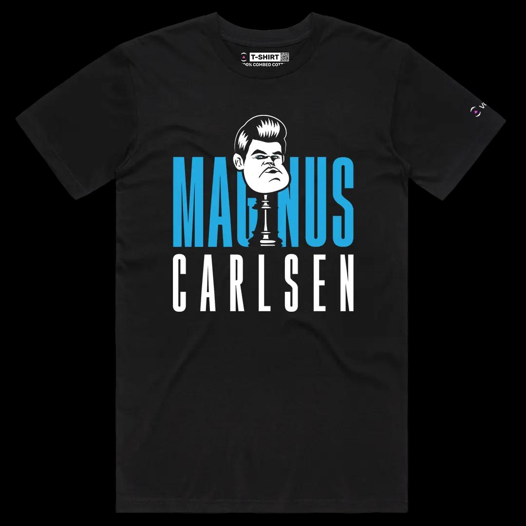 VOICEART Black Male Regular King Carlsen Sports Graphic Tee for Chess Fans Short Sleeve Cotton T-Shirt for Men and Women