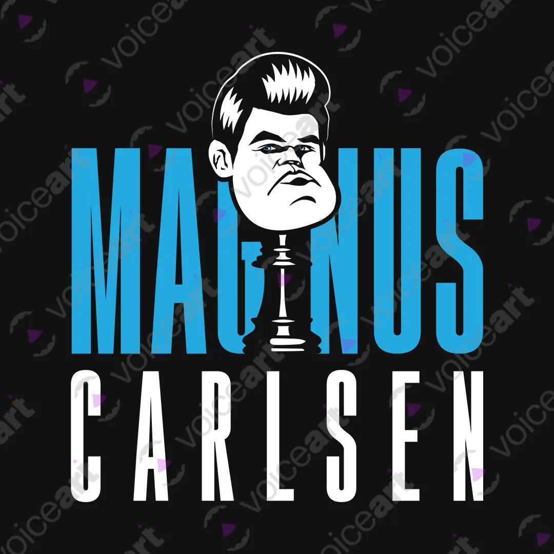VOICEART Black Watermark King Carlsen Sports Graphic Tee for Chess Fans Short Sleeve Cotton T-Shirt for Men and Women