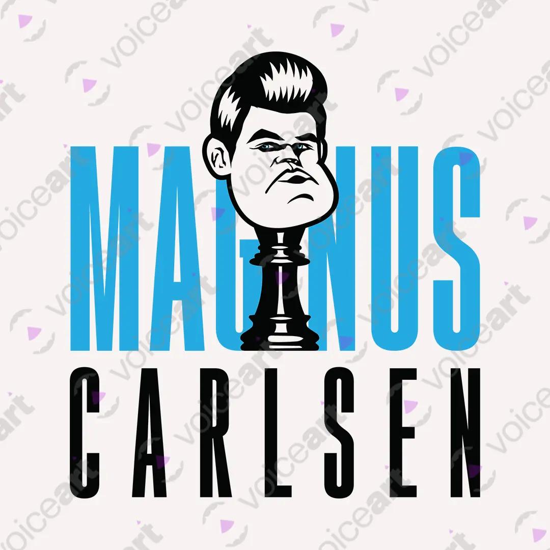 VOICEART White Watermark King Carlsen Sports Graphic Tee for Chess Fans Short Sleeve Cotton T-Shirt for Men and Women