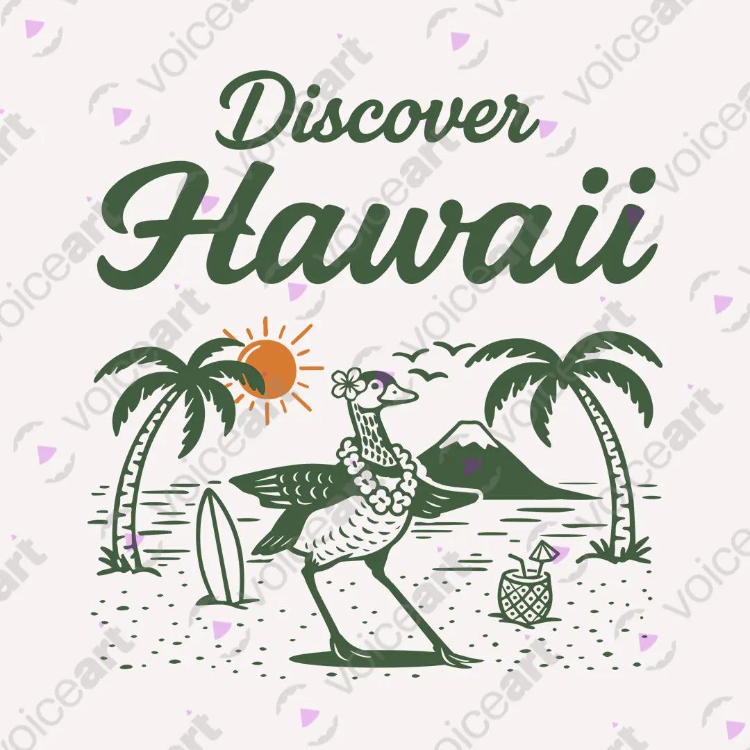 VOICEART White Watermark Welcome to Hawaii Lifestyle Graphic Tee Short Sleeve Combed Cotton T-Shirt for Men and Women