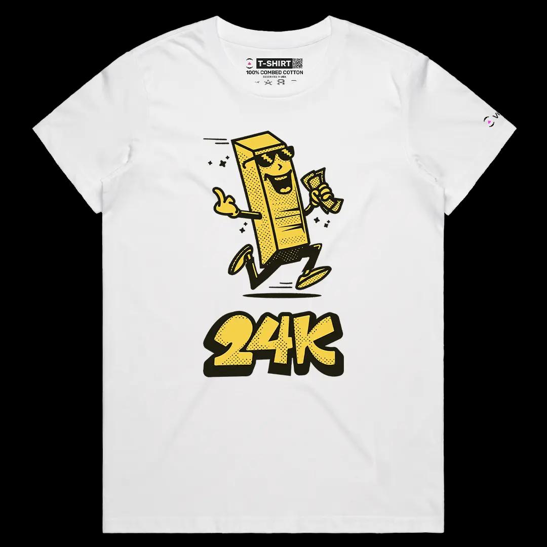 VOICEART White Female Regular Gold Bars Clever T-Shirt with Premium Quality Graphic Design As Good As Gold 24K Tee