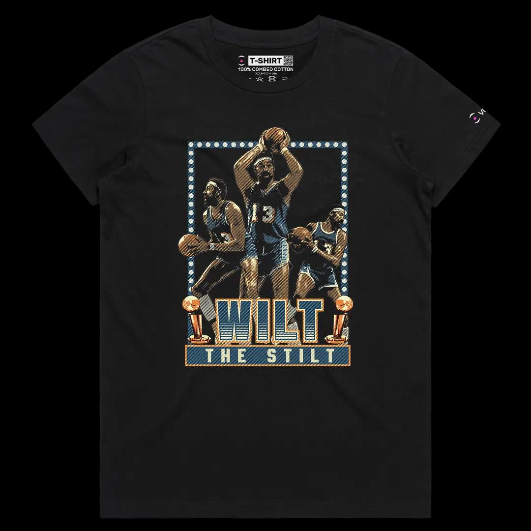 VOICEART Black Female Regular Wilt 100 Sports Graphic Tee for Basketball Fans Short Sleeve Cotton T-Shirt for Men and Women