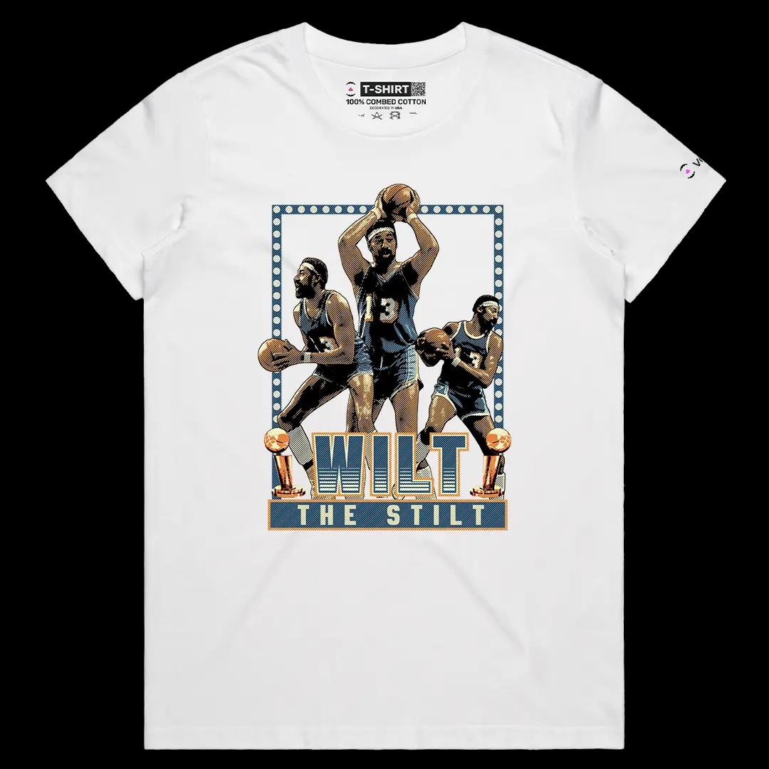 VOICEART White Female Regular Wilt 100 Sports Graphic Tee for Basketball Fans Short Sleeve Cotton T-Shirt for Men and Women