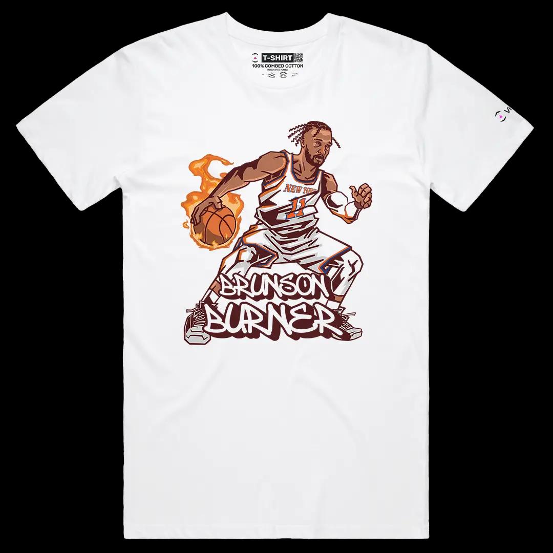 VOICEART White Male Regular New York Burner Sports Graphic Tee for Basketball Fans Short Sleeve T-Shirt for Basketball Fans