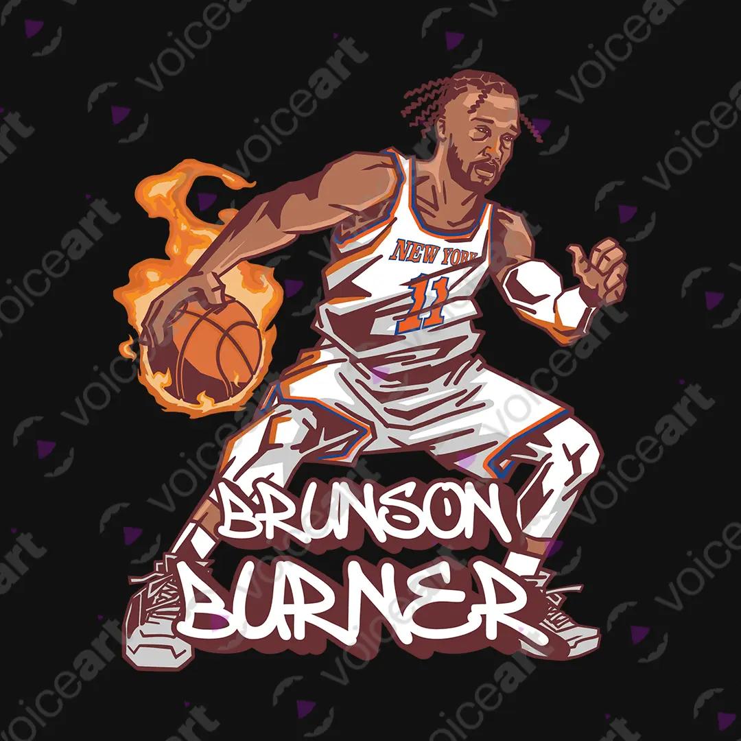 VOICEART Black Watermark New York Burner Sports Graphic Tee for Basketball Fans Short Sleeve T-Shirt for Basketball Fans