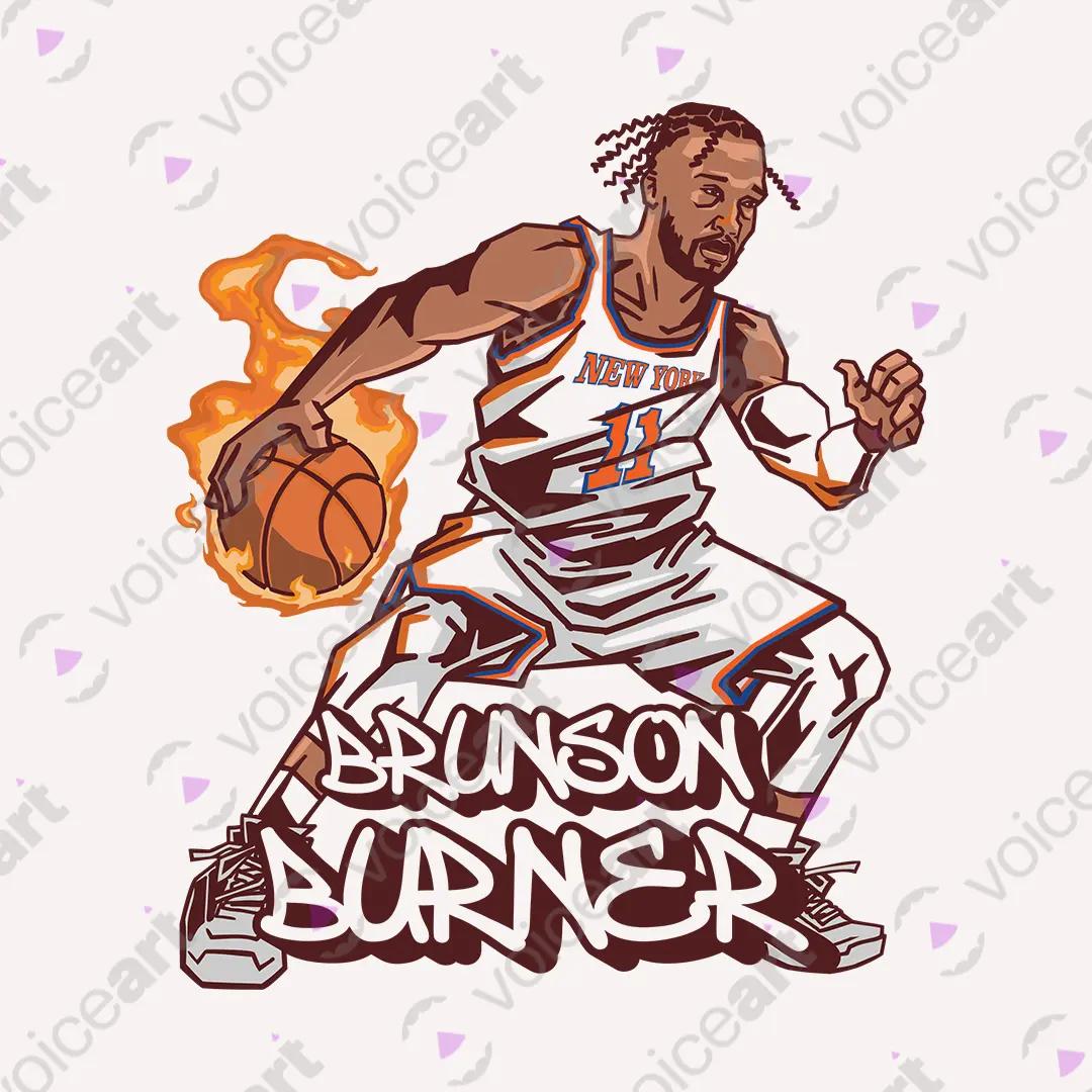 VOICEART White Watermark New York Burner Sports Graphic Tee for Basketball Fans Short Sleeve T-Shirt for Basketball Fans