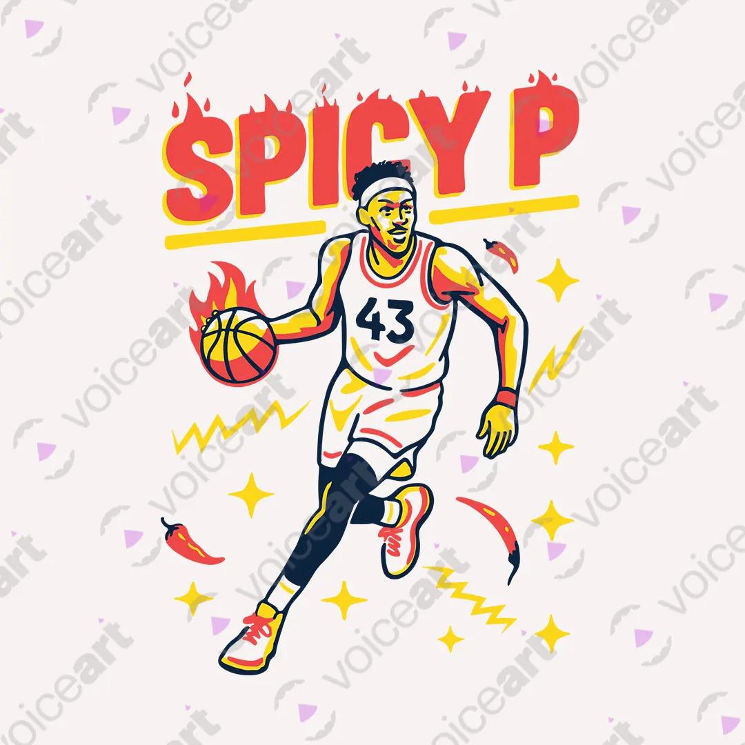 VOICEART White Watermark Spicy Cameroonian Sports Graphic Fan Art Tee for Basketball Fans Sleeve Shirt for Men and Women