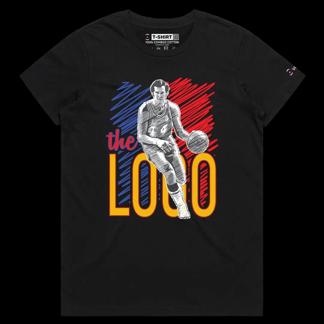 VOICEART Black Female Regular West The Logo Sports Graphic Tee for Basketball Fans Short Cotton T-Shirt for Men and Women