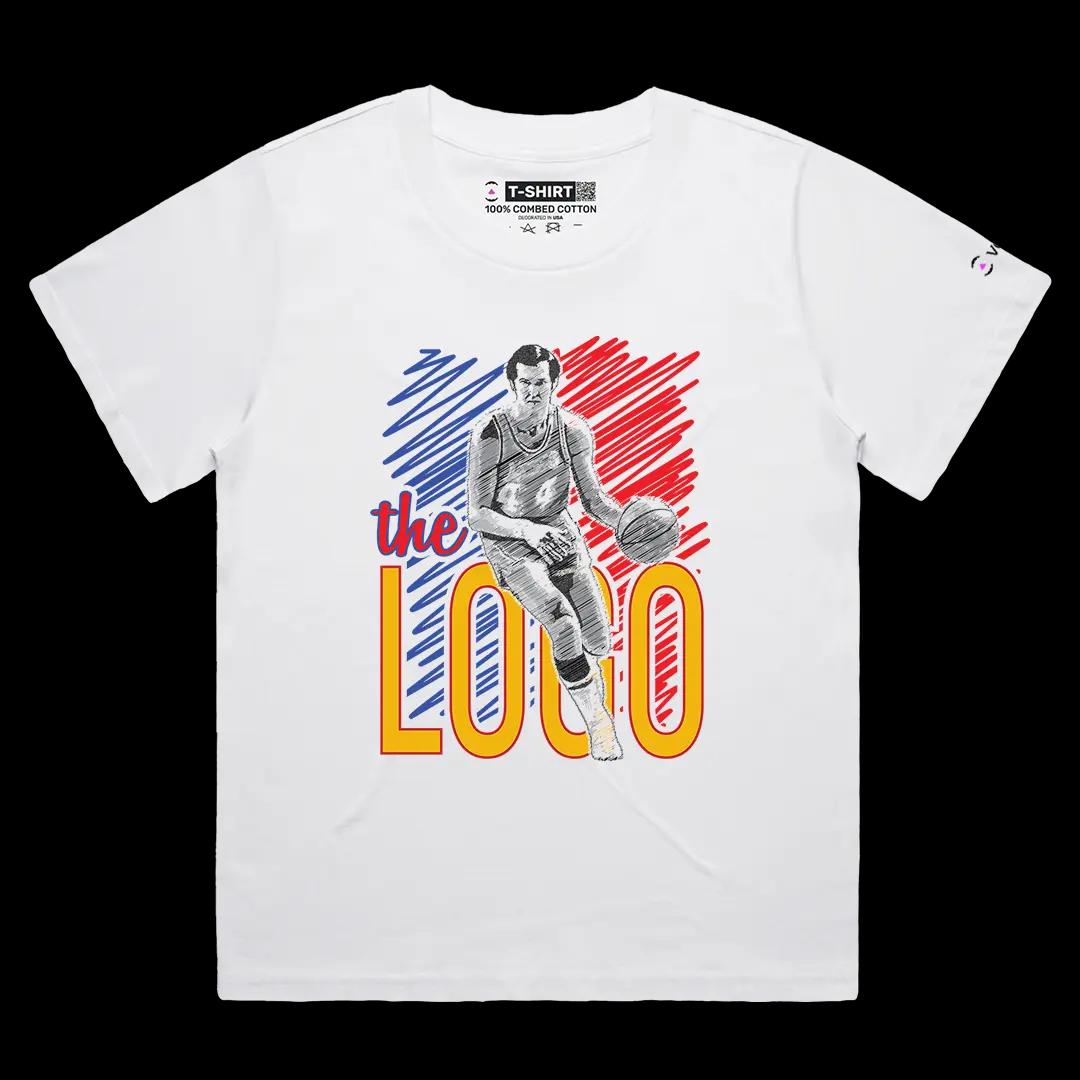 VOICEART White Female Loose West The Logo Sports Graphic Tee for Basketball Fans Short Cotton T-Shirt for Men and Women
