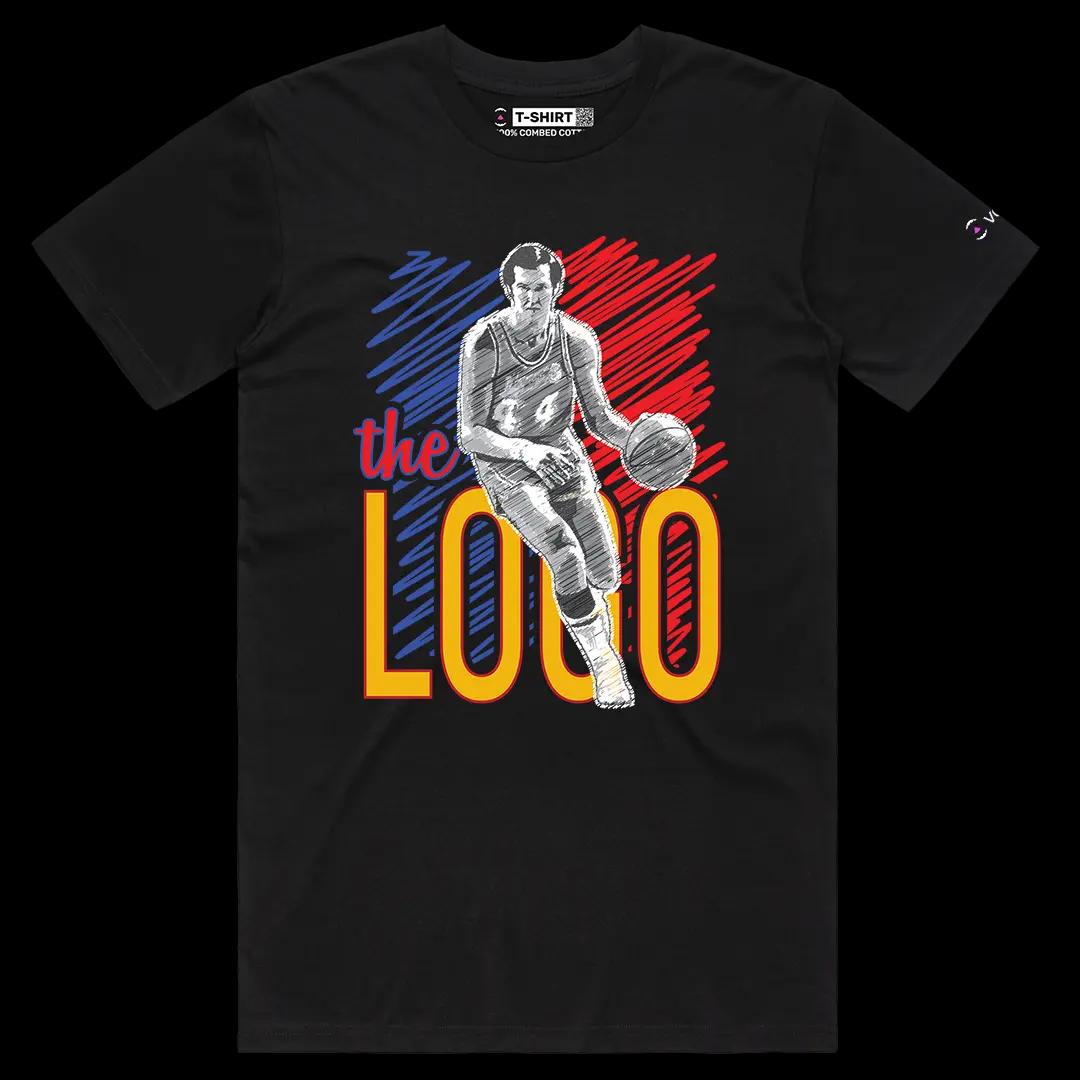 VOICEART Black Male Regular West The Logo Sports Graphic Tee for Basketball Fans Short Cotton T-Shirt for Men and Women