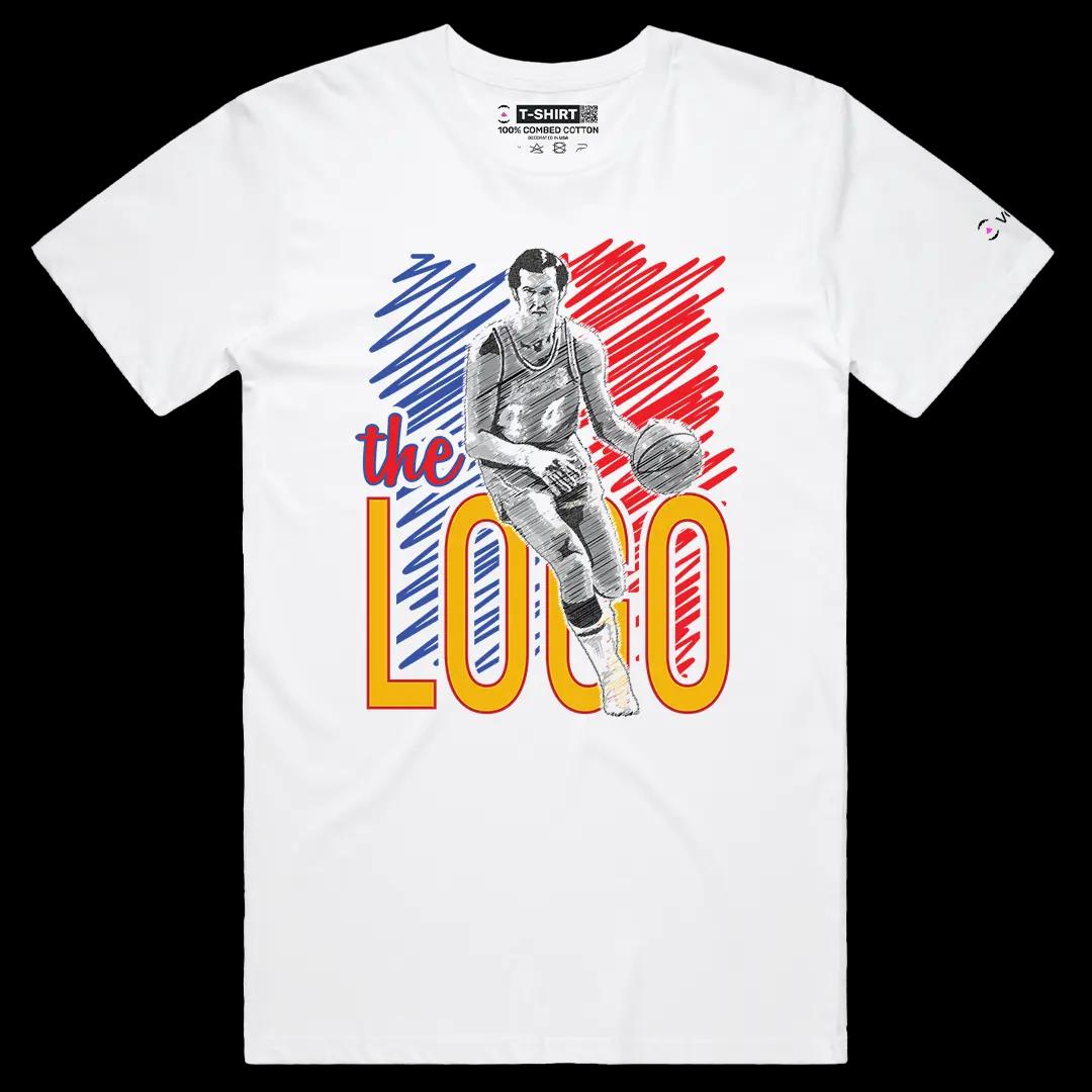 VOICEART White Male Regular West The Logo Sports Graphic Tee for Basketball Fans Short Cotton T-Shirt for Men and Women