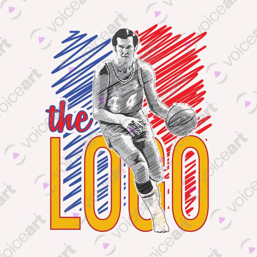 VOICEART White Watermark West The Logo Sports Graphic Tee for Basketball Fans Short Cotton T-Shirt for Men and Women