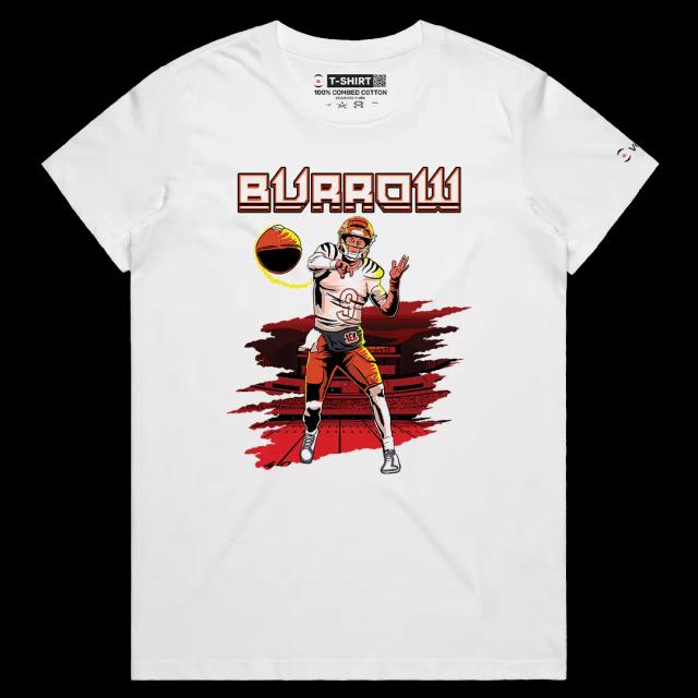 VOICEART White Female Regular Tiger Quarterback Sports Graphic Tee for Football Fans Short Sleeve TShirt for Men and Women v2