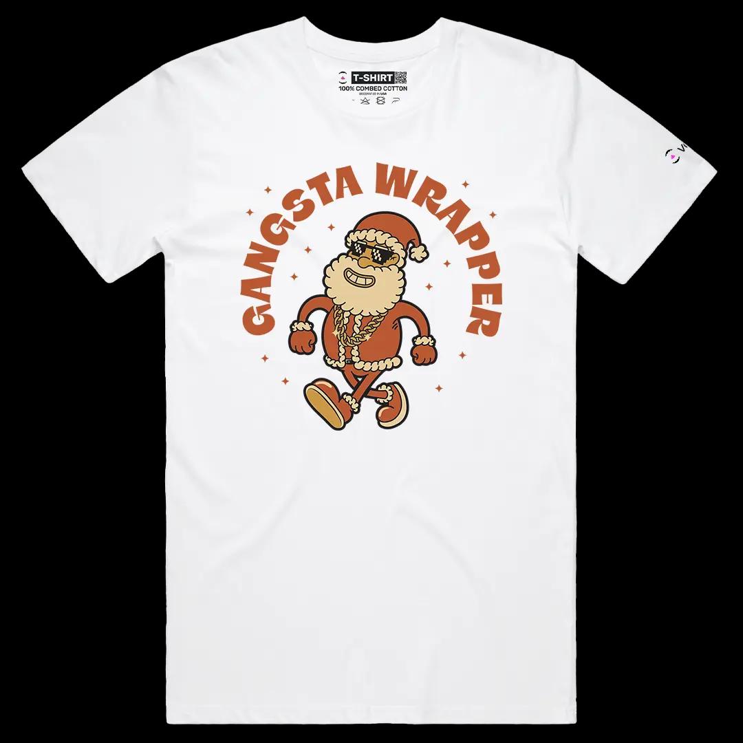 VOICEART White Male Regular Santa Claus Rapper Funny Christmas Graphic Tee for Holidays Short Sleeve T-Shirt Men and Women