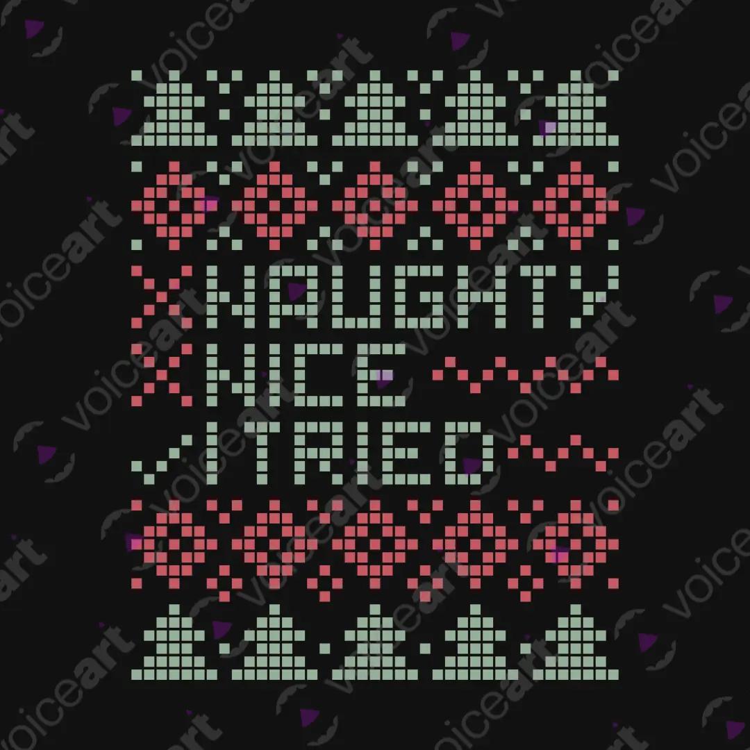 VOICEART Black Watermark Naughty Nice I Tried Funny Christmas Graphic Tee for Holidays Short T-Shirt for Men and Women