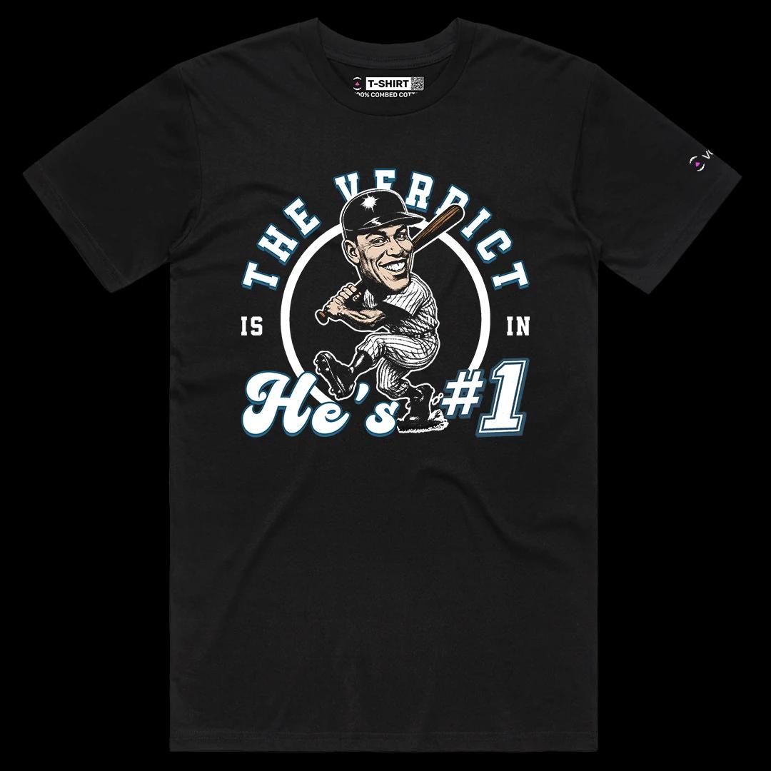 VOICEART Black Male Regular Judges Verdict Sports Premium Graphic for Baseball Fans TShirt for Men and Women