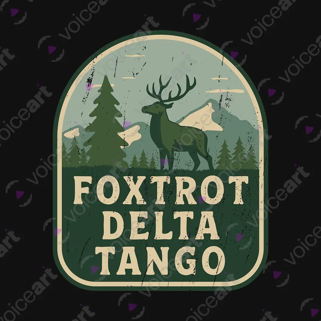 VOICEART Black Watermark Foxtrot Delta Tango Army Code Joke Funny Graphic Tee Short Sleeve Cotton T-Shirt Men and Women