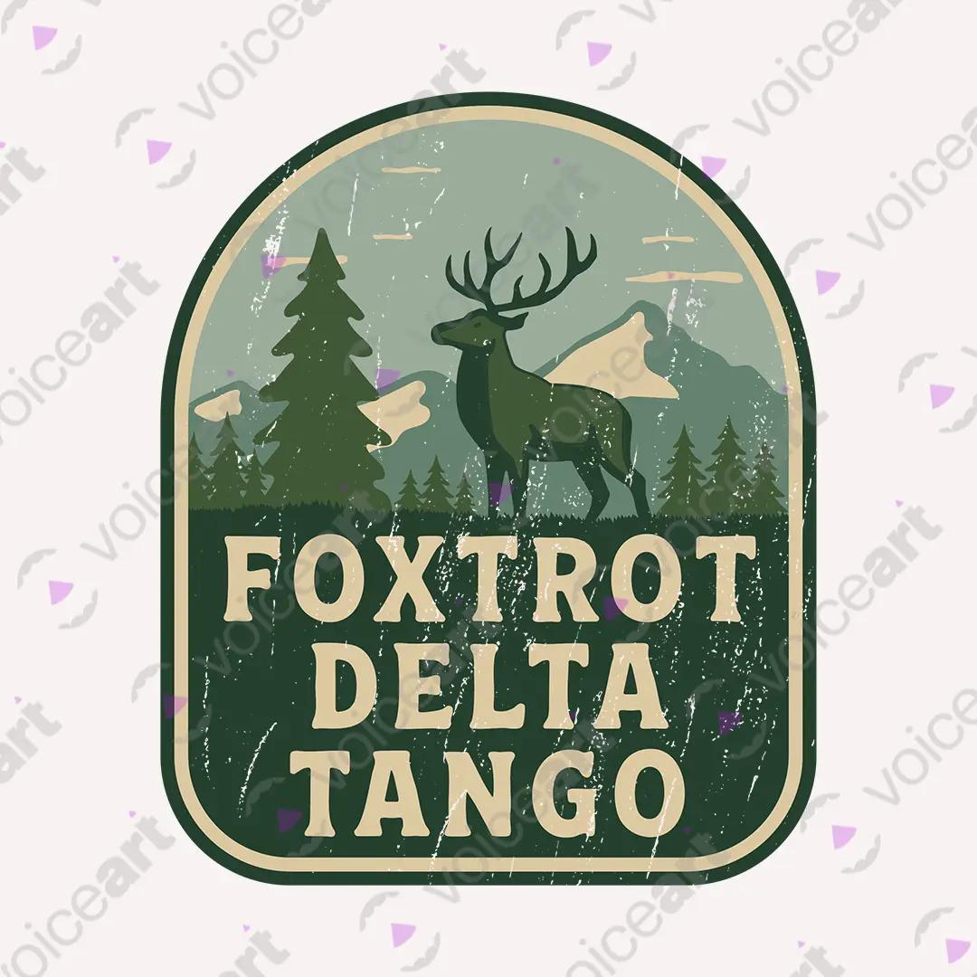 VOICEART White Watermark Foxtrot Delta Tango Army Code Joke Funny Graphic Tee Short Sleeve Cotton T-Shirt Men and Women