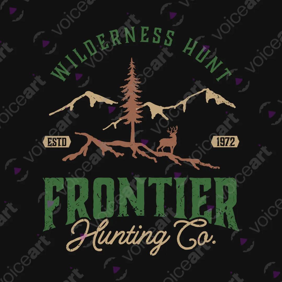 VOICEART Black Watermark Frontier Hunting Nature Graphic Tee for Outdoor Adventures Short Sleeve Shirt for Men and Women