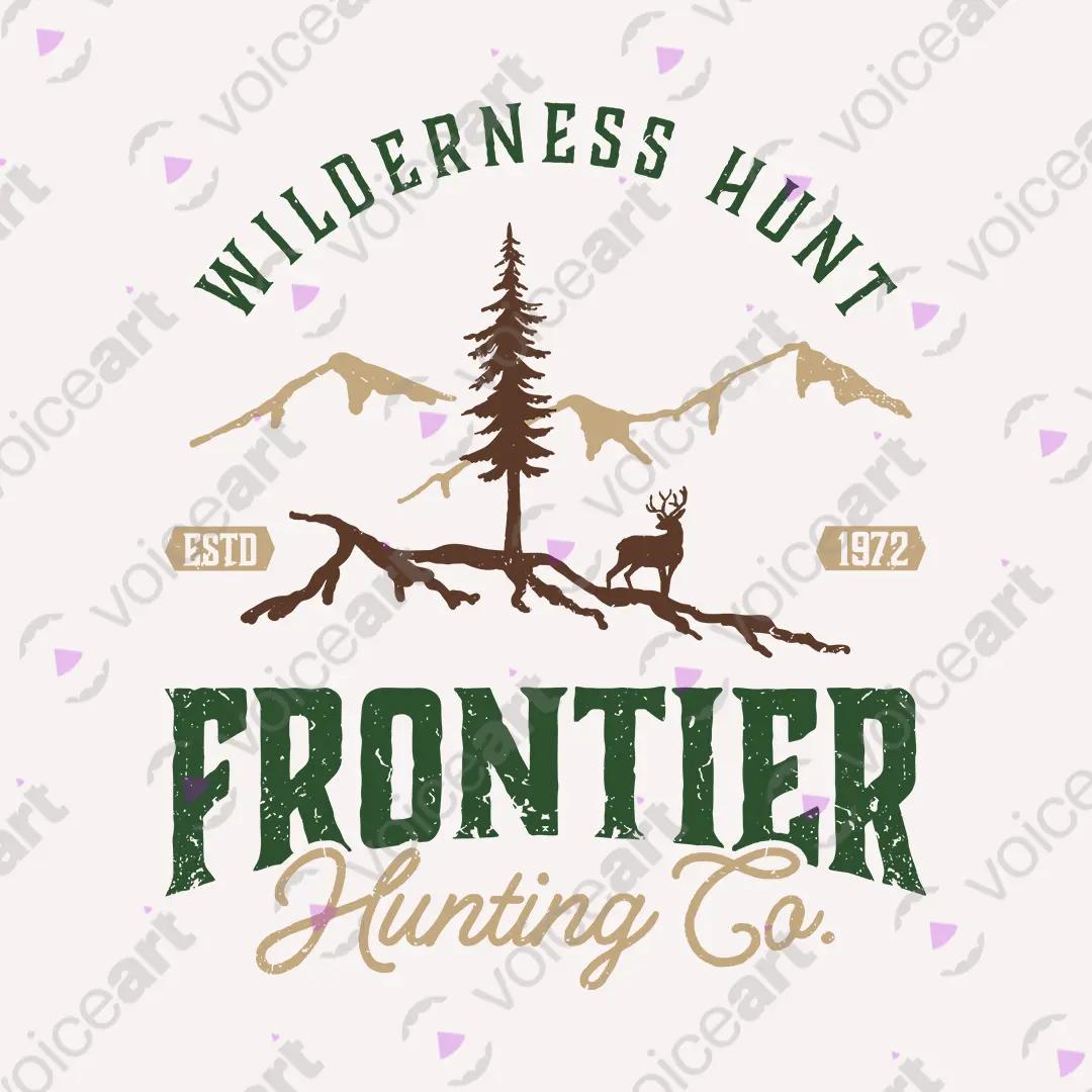 VOICEART White Watermark Frontier Hunting Nature Graphic Tee for Outdoor Adventures Short Sleeve Shirt for Men and Women