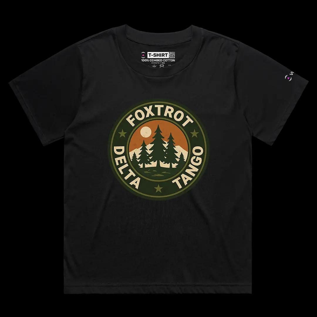 VOICEART Black Female Loose Foxtrot Delta Tango Army Codes Graphic Tee Play on Words Short Sleeve T-Shirt for Men and Women