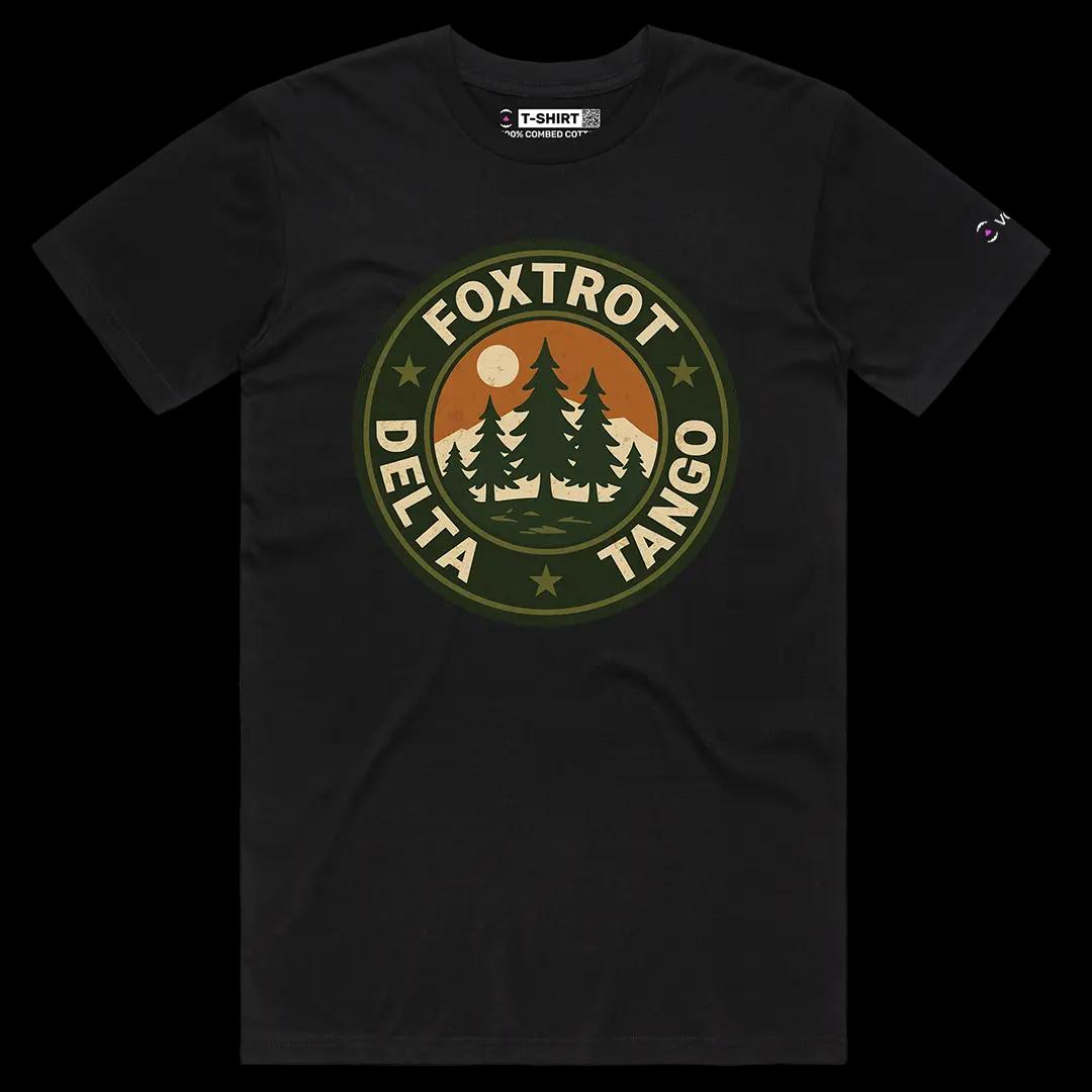 VOICEART Black Male Regular Foxtrot Delta Tango Army Codes Graphic Tee Play on Words Short Sleeve T-Shirt for Men and Women