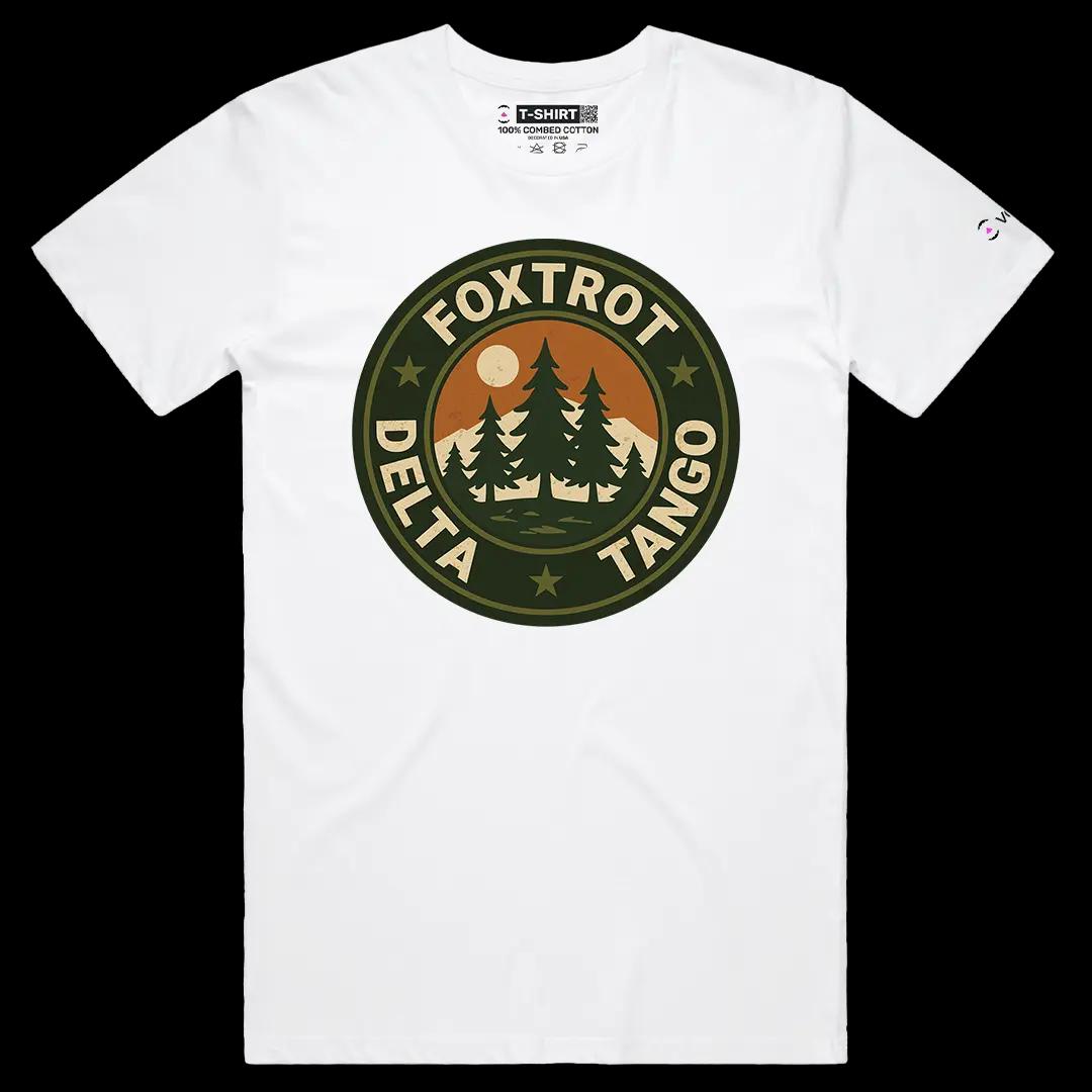 VOICEART White Male Regular Foxtrot Delta Tango Army Codes Graphic Tee Play on Words Short Sleeve T-Shirt for Men and Women