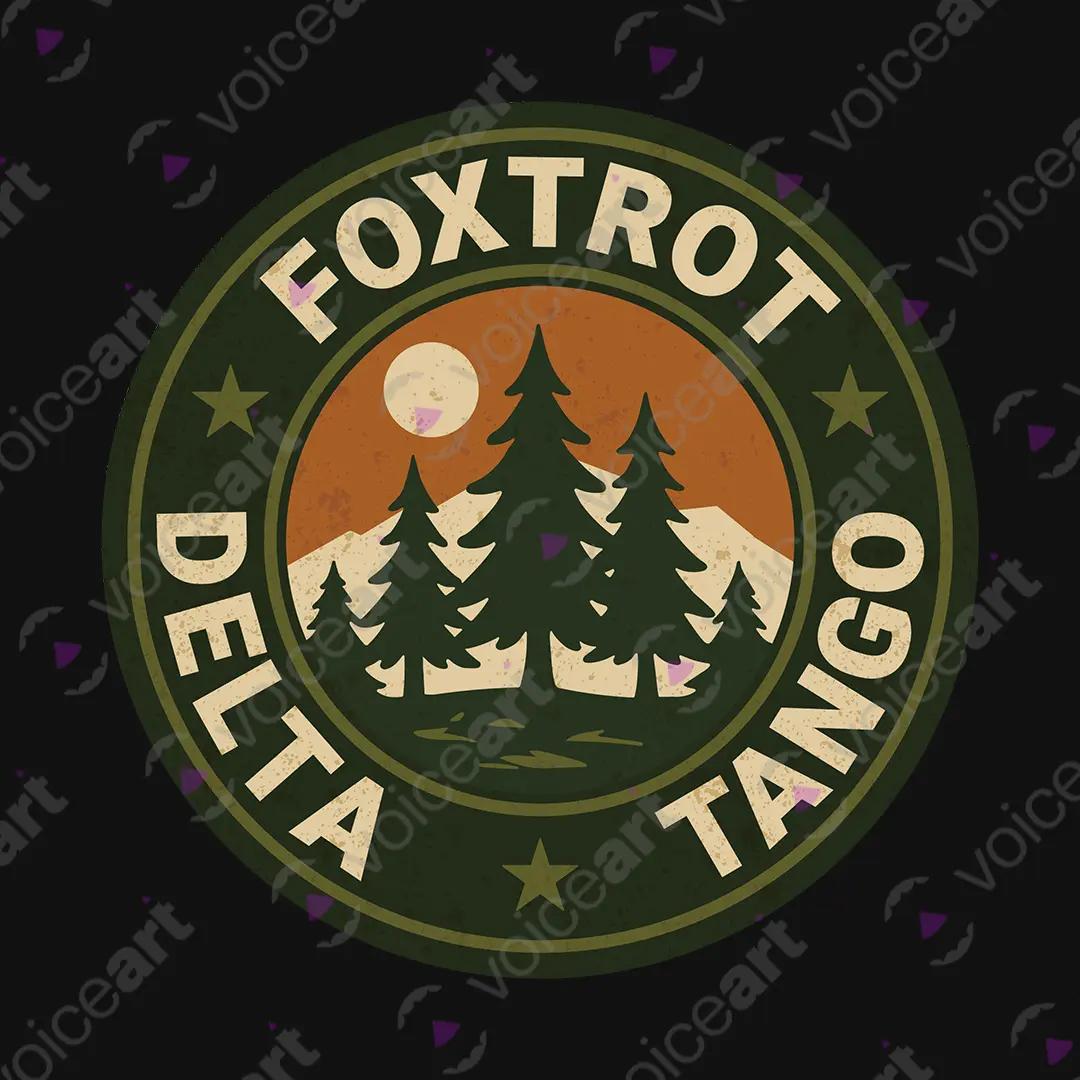 VOICEART Black Watermark Foxtrot Delta Tango Army Codes Graphic Tee Play on Words Short Sleeve T-Shirt for Men and Women
