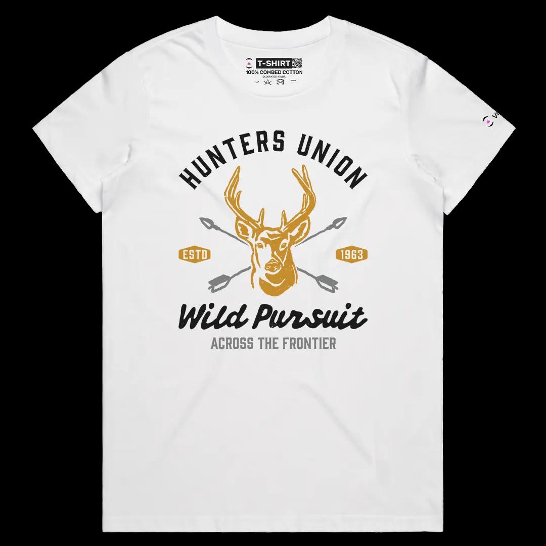 VOICEART White Female Regular Wild Pursuit Nature Graphic Tee for Outdoor Adventures Short Sleeve T-Shirt for Men and Women