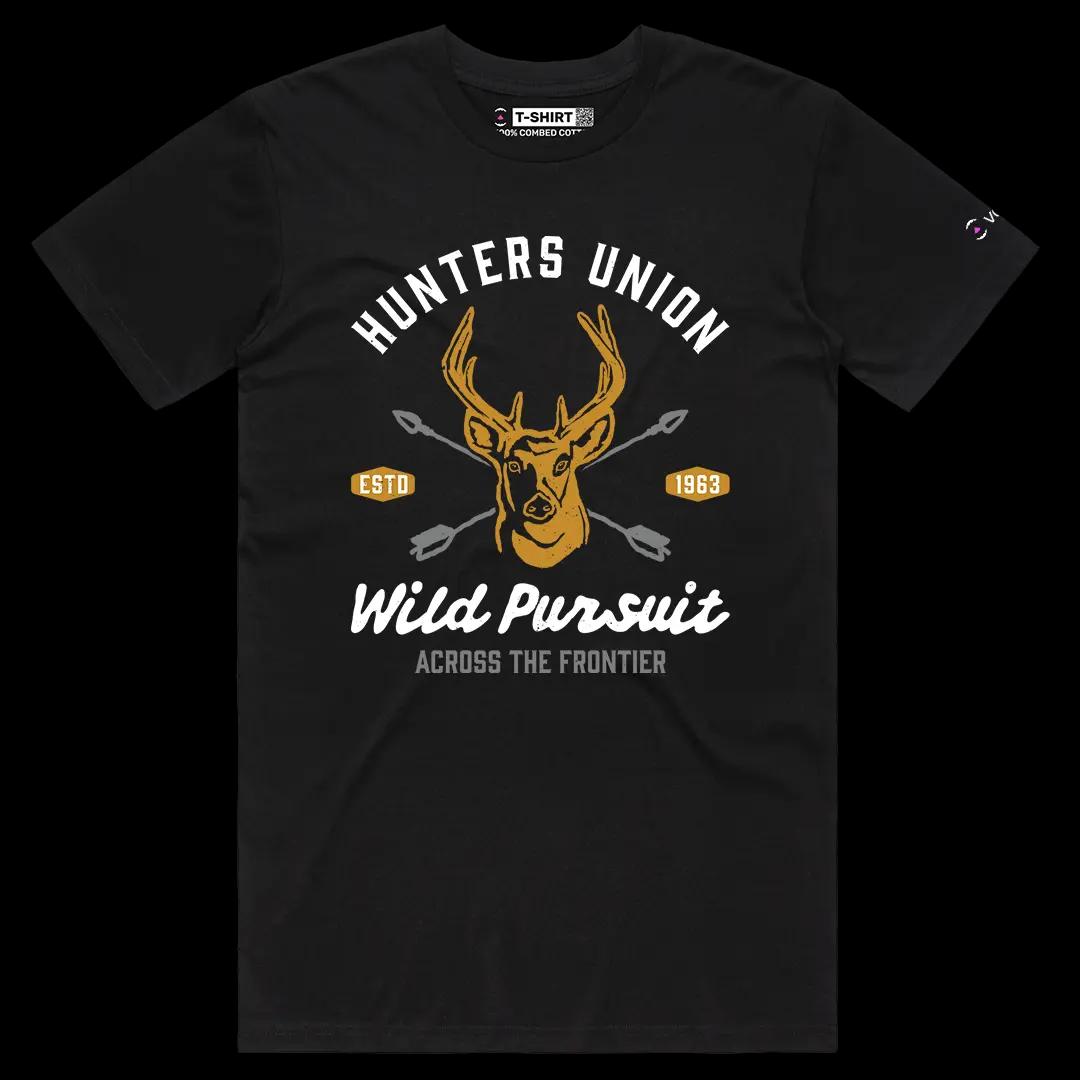 VOICEART Black Male Regular Wild Pursuit Nature Graphic Tee for Outdoor Adventures Short Sleeve T-Shirt for Men and Women